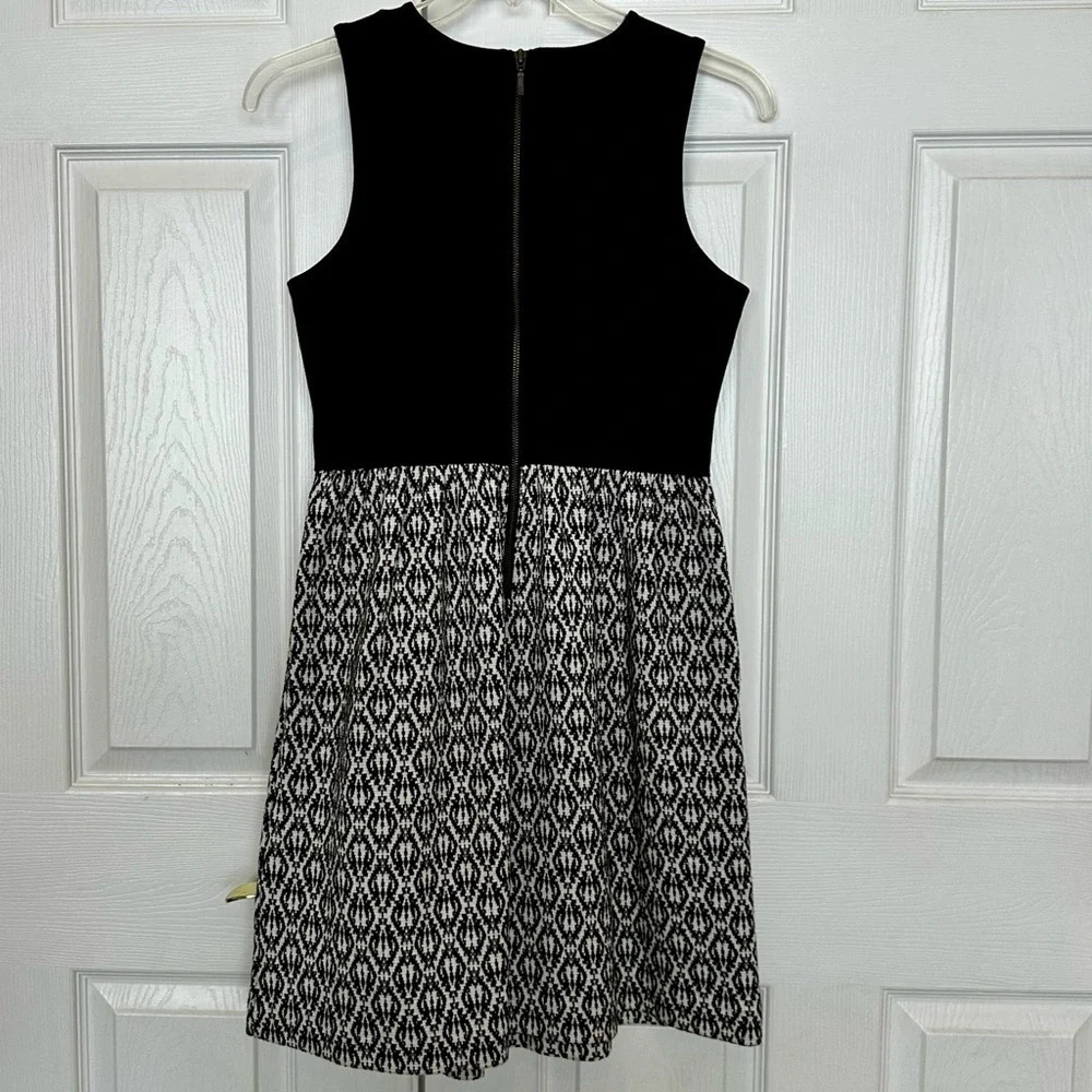 MADEWELL Afternoon Dress Diamond Jacquard Tribal Black White Sleeveless Sz Small - Picture 9 of 14